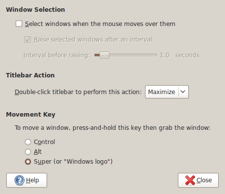 Ubuntu Window Preferences